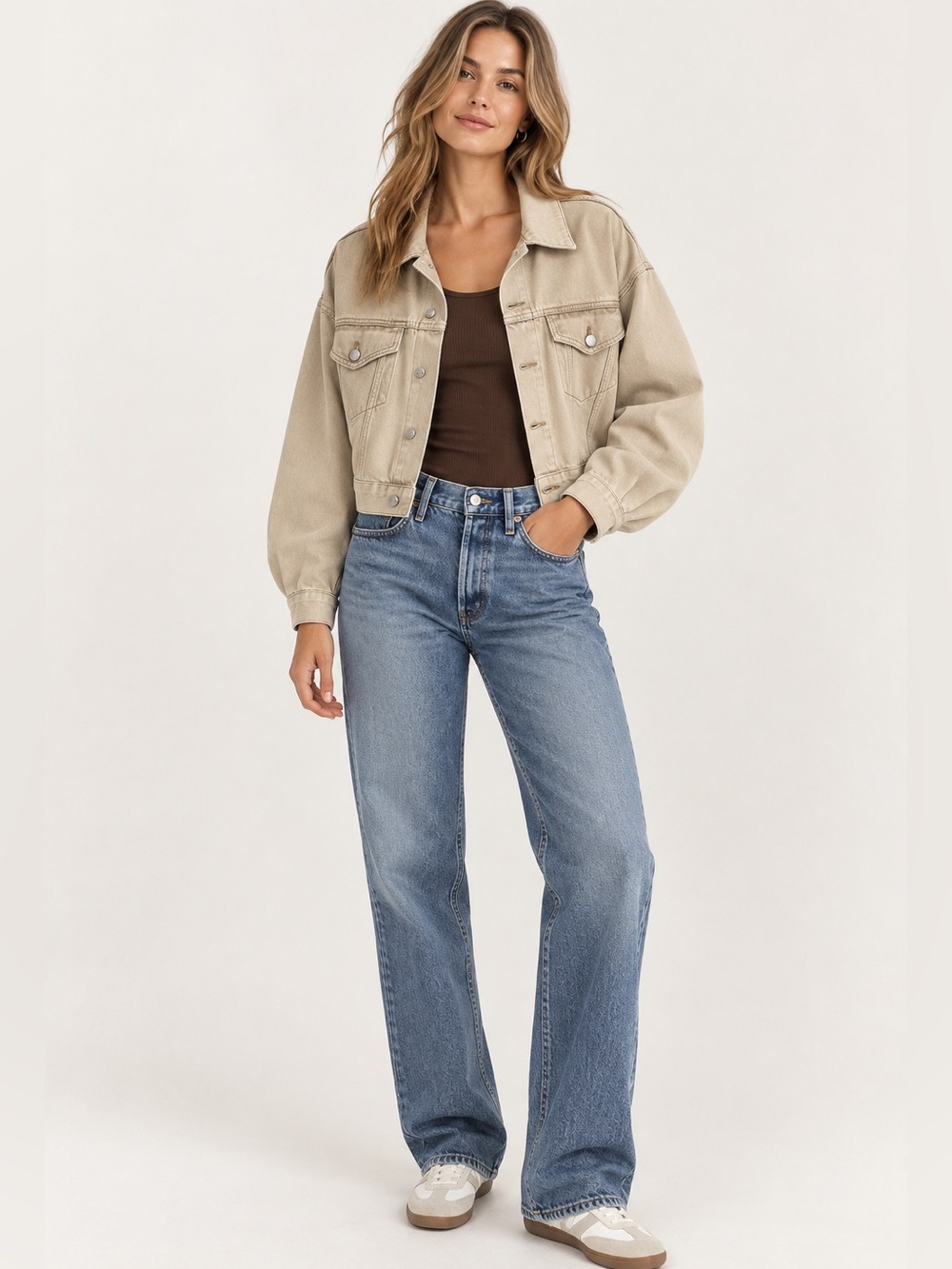 NWT AGOLDE Palmer Cropped Denim Trucker Jacket Arena Size M